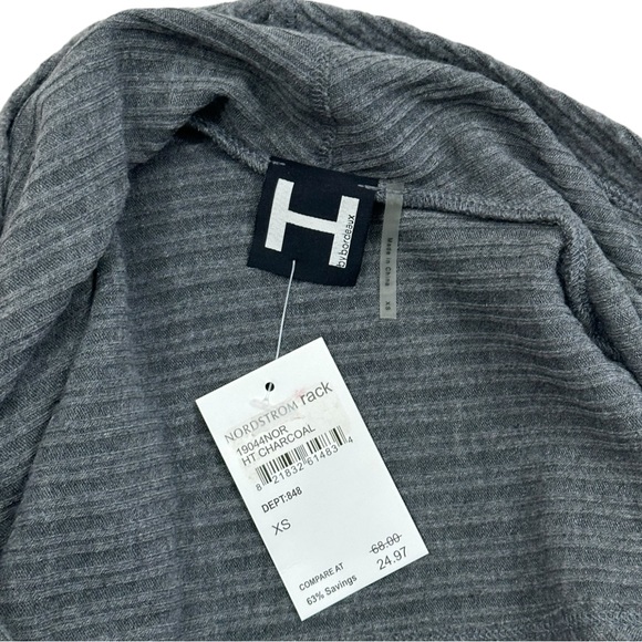 H by Bordeaux Grey Ribbed Knit Open Grey Cardigan NWT Womens XS - Picture 2 of 3